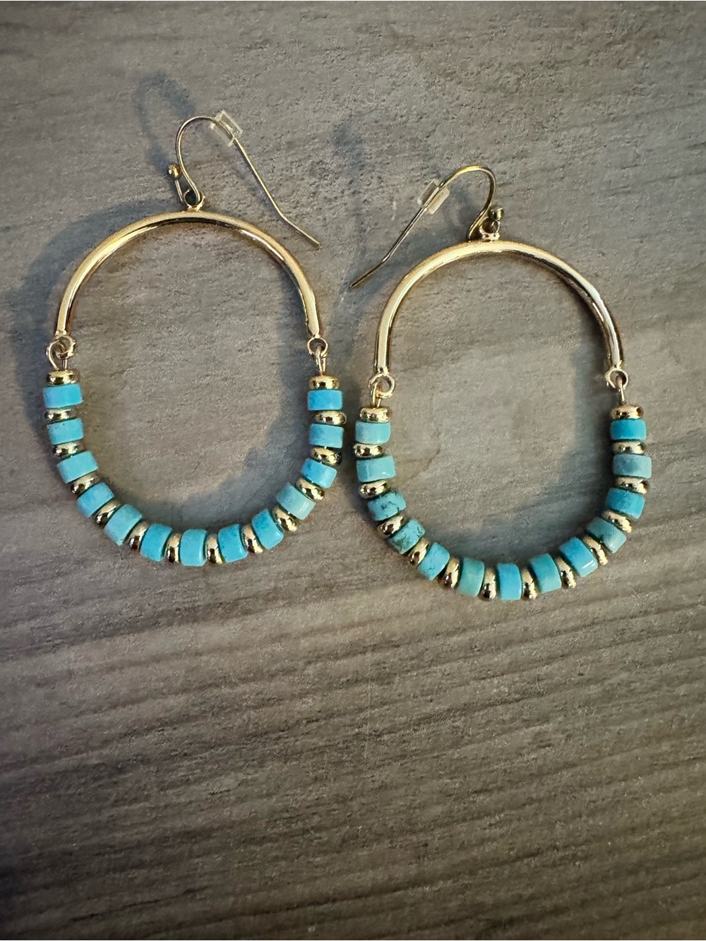 Kinsley Armelle Gold Hoop Earrings with Turquoise Beads